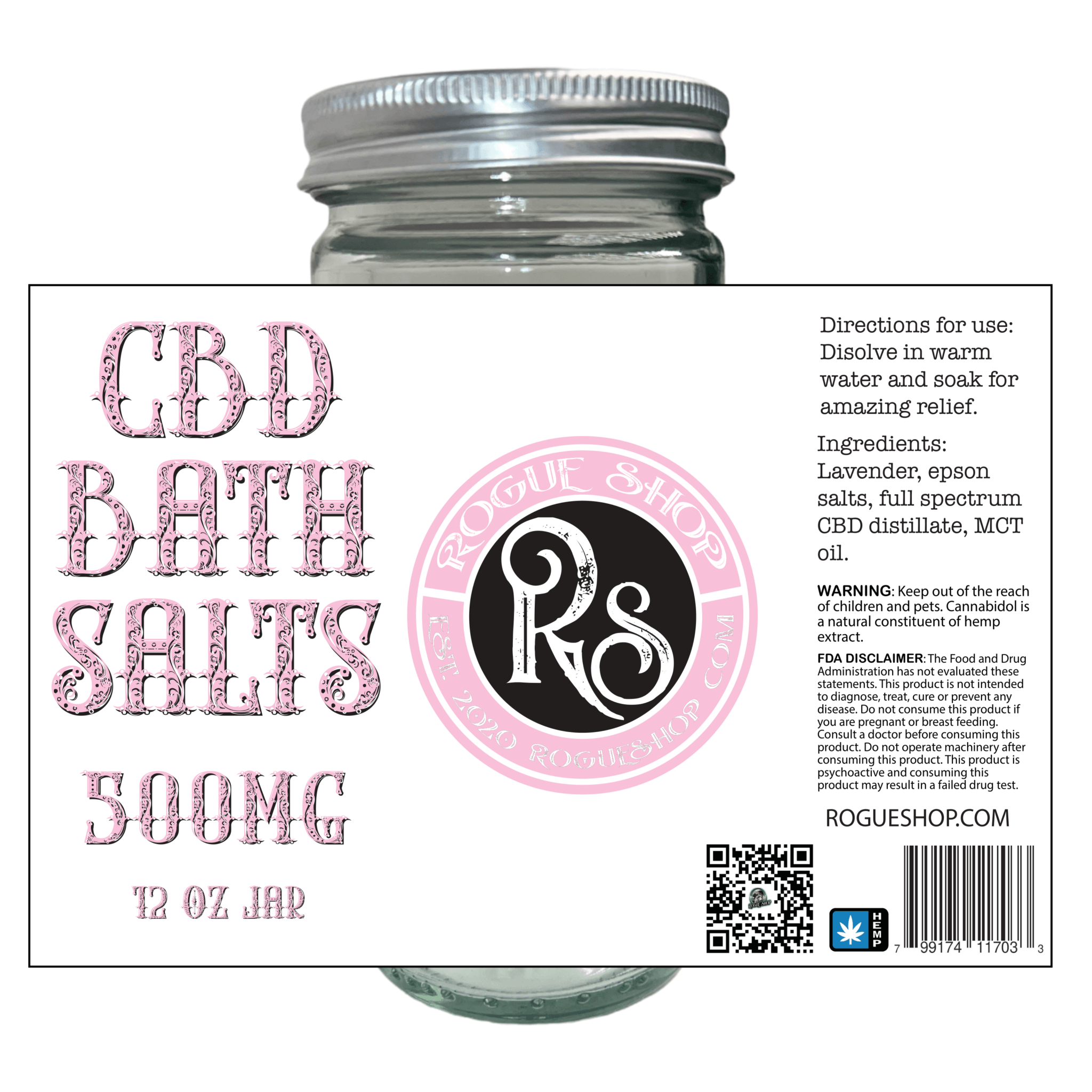 CBD Bath Salts 500 mg Deep Relaxation Lavender Rogue Shop