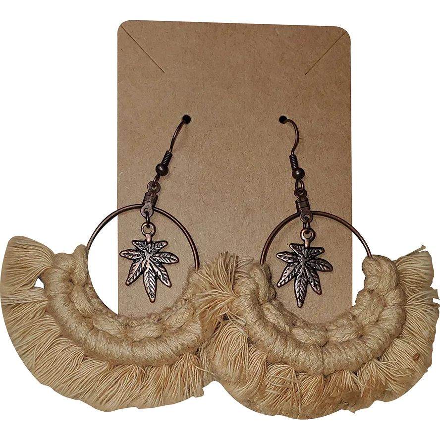4.png Cannabis Earrings (Kraft) | Made using natural materials | Sustainable - Image 1