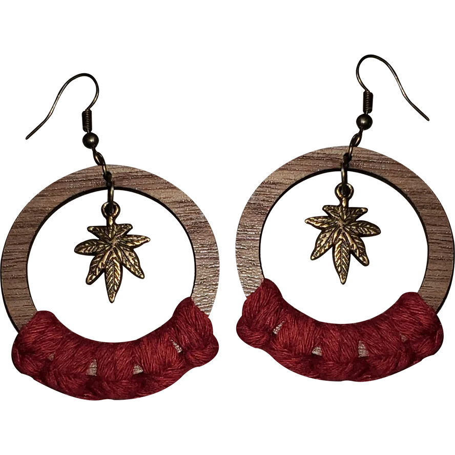 Cannabis Earrings (Rust) | Made using natural materials | Sustainable - Image 1