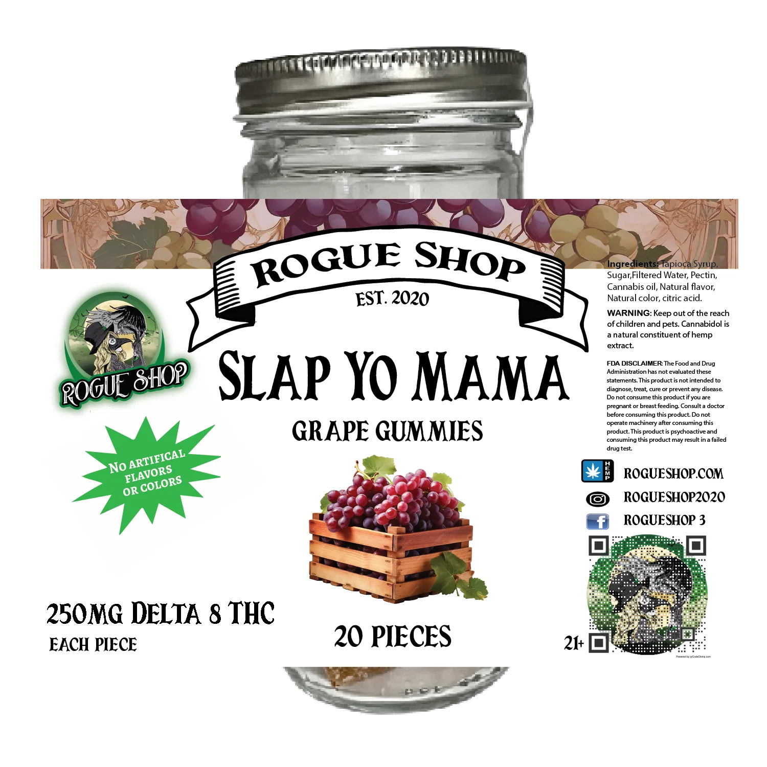 RS-SLAP YO MAMA 20 COUNT PRODUCT IMAGE Delta 8 THC Gummies (250 mg) | Very Potent Sleeping Aid | Chronic Pain - Image 1