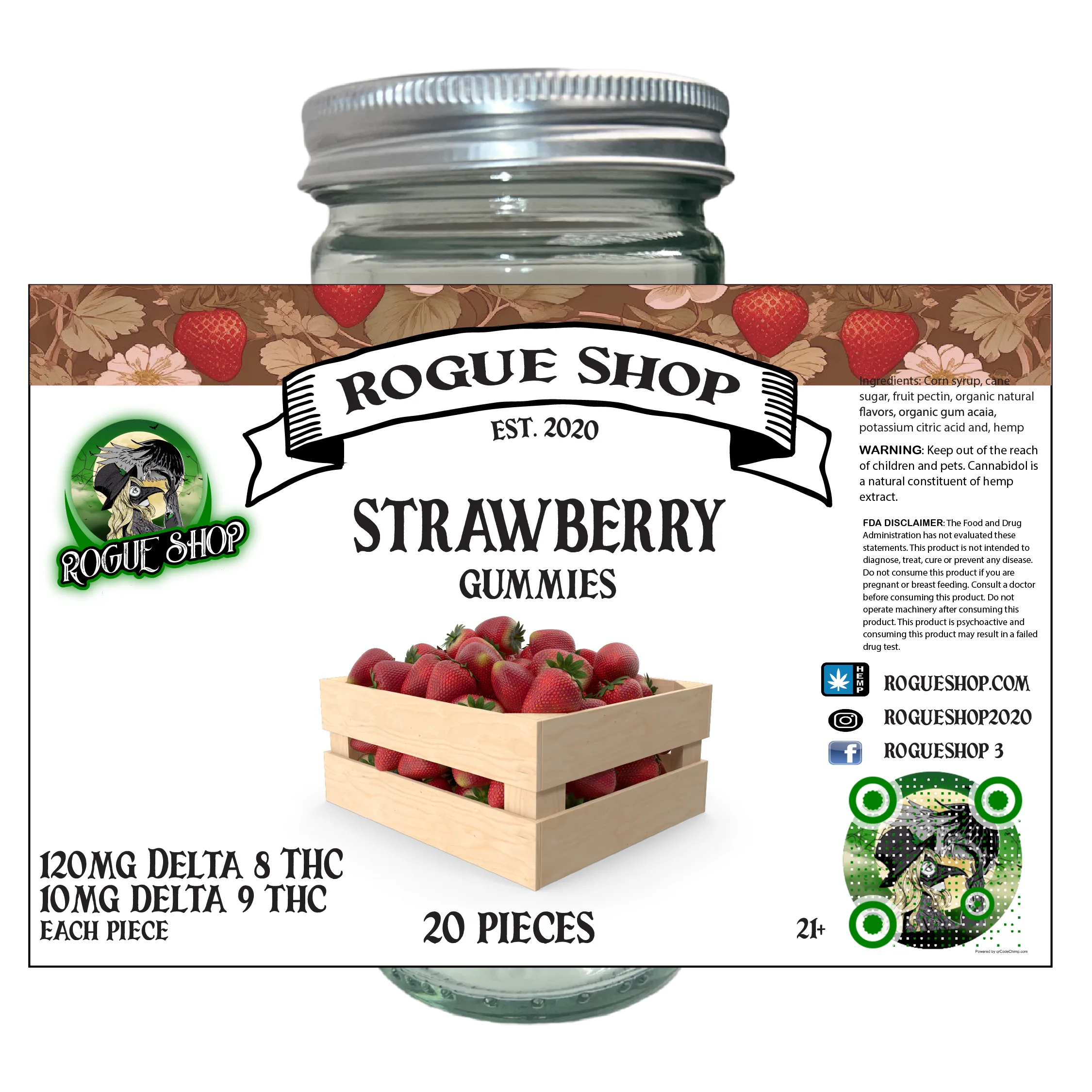 RS-D8-D9 COMBO GUMMIES STRAWBERRY Delta 8 THC Gummies